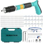 Concrete Nail Gun Kit with 120pcs Nails, 60pcs Round Nail and 60pcs Hook Nail Steel Nail Gun for Concrete, 5 Speed Adjustable Manual Nail Gun, Portable Nail Wall Fastening Tool