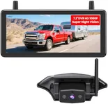 AUTO-VOX RV Backup Camera Wireless: Pre-Wired for Furrion System, HD 1080P 7.2'' DVR Monitor,Stable Signal Transmission Dual Antenna, Super Night Vision Fusion Backup Camera for RV, Trailer, Camper