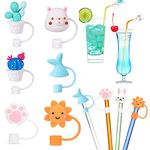 HASTHIP® 6pcs Silicone Straw Tips Cap, Lids Anti-dust Silicone Straw Caps, Straw Toppers for Reusable Drinking Straw Lids Cute Dust-Proof Straw Plug for 6-8 mm