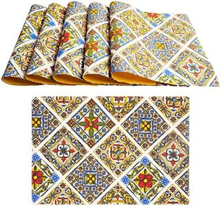 Set di 6 Tovagliette Americane Lavabili in 100% Cotone, Tovagliette Colazione Americana in Stile Maiolica 45x30 cm con Diverse Decorazioni e Colori