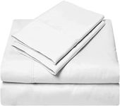 400 Thread Count Cotton Bed Sheets Set 4 PCs, 100% Egyptian Cotton, Soft Sateen Bed Sheets Set, 35 CM Deep Pocket of Fitted Sheet, White Solid, Super King