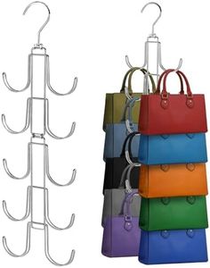 Purse Hanger for Closet, Collapsible Metal Purse Organizer with 20 Big Hooks(2 Pack), 360° Rotation for Better Organizer&Display, Foldable Bag Hangers Space Saving for Handbag, Belt, Scarve, Tie