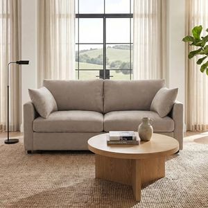 Iroomy Loveseat Cloud Couch for Living Room, Spring Cushion，Comfy Modern Chenille Sofa, Khaki