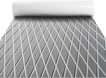 Fullfire Boat Flooring - EVA Foam Boat Decking - Marine Floor Self-Adhesive Sheet for Bass Boat Motorboat Yacht Kayak RV 74.8"X 27.6" Grey with White Lines