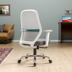 Green Soul Eva Office Chair, Mid Back Mesh Ergonomic Computer, Desk Chair, Work from Home Chair with Built-in Lumbar Support, Heavy Duty Metal Base & High Comfort Seating (White Teal)