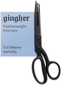 Gingher Featherweight Bent Handle Scissors - 8" Stainless Steel Shears - Sharp Fabric Scissors - Black