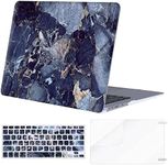 MOSISO Compatible with MacBook Air 13 inch Case (Models: A1369 & A1466, Older Version 2010-2017 Release), Plastic Pattern Hard Shell Case & Keyboard Cover & Screen Protector, Navy Blue Marble