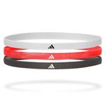 adidas Unisex Polyester Sports Hair Bands - Black, White, Solar Red (3 Pack), Multicolor