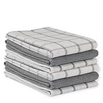 Kitchen Towels and Dishcloths Set - Pack of 6 Cotton Dish Cloths, 18”x 28”, Soft Hand Towels for Kitchen, Absorbent Tea Towels, Premium Kitchen Dish Towels, Quick Drying Cleaning Towels - Grey Towels