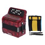 Accordion, 22 Key 8 Bass Button Accordion With Bag, Beginner Adult Professional Accordion, Rich Timbre With Adjustable Shoulder Strap Comfortable ＆ Sensitive Button (Red)