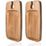 Wine Appetizer Plates, James.F Cocktail Plate, Acacia Wooden Serving Tray with Wine Holder, Cheese Serving Boards Set of 2 for Parties