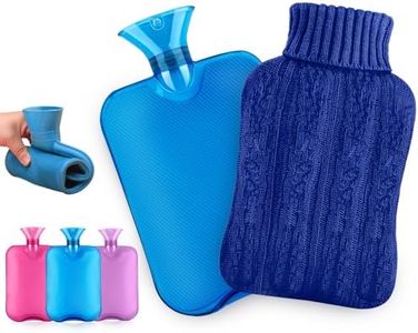 Hot Water Bottle, Hot Water Bag for Pain Relief, 2L Hot Water Bag for Hot and Cold Compress, Hand Feet Warmer, Menstrual Cramps, Relieve Neck and Shoulder Pain, Hot Water Bottle with Cover, Blue