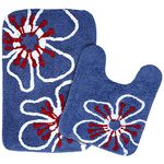 Saral Home Cotton Bathmat with Contour mat(Blue, 40X60 CM)