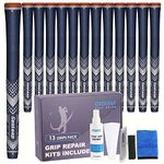 Geoleap Golf Grips Set of 13- Soft Golf Club Grips,Reduce Taper Design Provides High Traction and Performance,13 Grips with 15 Tapes and 13 Grips with All Repair Kits for Choice. (Midsize, Navy-Pro Kit(13 Grips with All Repair Kits))