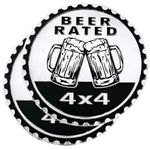 2 PCS Beer Badge Rated Car Emblem, 4 x 4 Metal Automotive Badge, 3D Round Metal Car Badges Emblems, Car Badge Decals Stickers Compatible with Jeep Wrangler Vehicles Trucks SUV RV