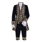 Victorian Costume Men's Rococo Costume Suit Prince Cosplay Costume for Halloween (L, Black)