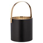 Kraftware Santa Barbara 3qt Brushed Gold Arch Handle & Bridge Cover: Black Ice Bucket, Small