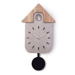 Lumia Luxury Wooden Analog Display Wall Clock with House Bird Design |Silver|Easy to Hang Wall Clock with Pendulum |38cm x 16cm|Great Gifting Item for Housewarmings, Weddings & Home Décor