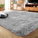 Naseeb Carpets Anthens Shag Collection Non - Shedding Soft Woll for Living Room Bedroom Dinning Room Enteryway Plush 2 -Inch Thick Area Rugs 5x7 feet, Color Grey