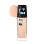 Maybelline New York Liquid Foundation, Matte Finish, With SPF, Absorbs Oil, Fit Me Matte + Poreless, 115 Ivory, 30ml