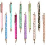 BERNOI 10 Pack Glitter Bling Ballpoint Pens Set Sparkly Metal Pens Retractable Sequins Fancy Pens for Women Supplies Black Ink Medium Point 1.0 mm for Birthday Wedding Office School Home Multicolor