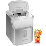 Frigidaire Countertop Crunchy Chewable Nugget Ice Maker, Compact, 28lbs per Day, 8.6"D x 12.6"W x 11.3"H (Metallic)