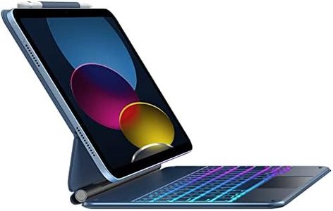 typecase Edge Keyboard for iPad 10th Generation (10.9", 2022) - 10 Colors Backlit, Thin, Multi-Touch Trackpad, BT, Magnetic Clasp Keyboard Case for iPad 10th Gen 10.9 - Pacific Blue