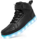 LED Light Up Shoes Unisex High top Sneakers Flashing Shoes for Women Men Teens with USB Charging Glowing Luminous Shoes, Black, 10.5 Women/9 Men