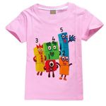 Jicahond Kids Number Prints Summer Top Tee T-Shirt Boys Girls Number Cotton Tops (Pink,7-8Y,7 Years,8 Years)