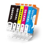 580 & 581 XXL Ink Cartridges Compatible for Canon PGI-580XXL CLI-581XXL Pixma TS705 TS8150 TS9150 TS6350 TS6250 TS8250 TR8550 TR7550 TS8151 TS8251 TR8500 TS6251 TS8350 TS9155 TS6300 TS6351 (5 Pack)