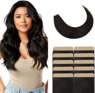 GOO GOO Tape in Hair Extensions Human Hair, 1B Natural Black, 4cm Wide Tape, 20inch 20pcs 80g, Real Human Hair, Seamless Tape in, Instant Length&Volume