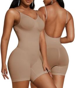 PAUKEE Women's Backless Shapewear Bodysuit Tummy control Shorts Seamless Body Shaper Sleeveless Tanks Tops (Beige, Small)