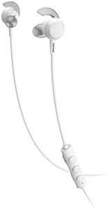 Philips E4205WT/00 Auriculares Intrauditivos con Mando a Distancia Integrado (Controladores Neodimio 8,2 mm, Botón Refuerzo de Graves, 10 Horas Reproducción, Ajuste Seguro) Blanco - Modelo 2020/2021