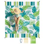 WERNNSAI Beach Blanket - 210 x 200 cm Beach Blanket Waterproof Sand-Free Beach Mat Large Lightweight Picnic Blanket Sandproof Camping Blanket with 4 Ground Spikes for Beach Camping Hiking Picnic