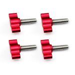 Xadnitu 1/4"-20 x 1" Thread Thumb Screw,Stainless Steel Standard/Coarse Thread with Red Adjustable Tee Wing Aluminum Knob to Remove Replace Hand Clamping Tightening Knob Power Supply, 4 Packs