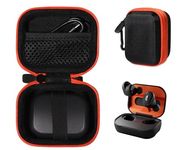 CaseSack Case for Skullcandy Grind Fuel in-Ear Wireless Earbuds with Wireless Charging (Black with Orange Zipper)