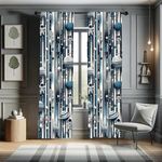 Ambesonne Space Window Curtains, Planets Bar Stripes Stars Rockets and Astronauts Galaxy Cartoon Pattern, Lightweight Decor 2-Panel Set with Rod Pocket, Pair of - 28" x 95", Blue Indigo Dark Coral