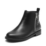 DREAM PAIRS Girls Side Zipper Low Heels Ankle Boots,Size 11 Little Kid,Black/pu,SDBO2221K