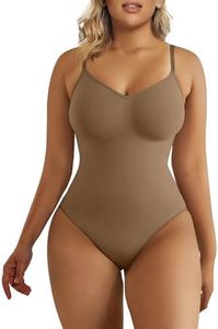 SHAPERX Women's Seamless Shapewear Bodysuit Tummy Control Body Shaper Waist Snatching Body Suit,SZ5215-Brown-4XL