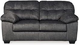 Signature Design by Ashley Accrington Plush Loveseat with Tufted Back, Gray