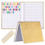 BNG Nail Display Book 216 Colors Nail Art Colour Chart, Professional Gel Polish Nail Display Card with 240 Pcs False Nails Tips For Salon Nail Art Showing, Gold Leather Book Nail Color Display