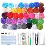 Joyeee Felting Needles with 40 Colors Felting Wool Roving Set, Storage Box, Premium Needle Felting Wool Felting Kits for Beginners Adult, Felt Mold, High Density Foam Pad, Craft Wool Painting