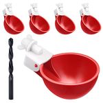 DIY Chicken Waterer Cups, 5 Pack Automatic Chicken Water Feeder Kit with 1/8'' MPT Hole Saw for Buckets Boxes Troughs, Poultry Waterer for Chicks Duck Goose Turkey or Bunny