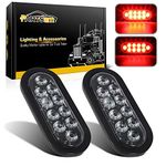 Partsam 2Pcs 6 Inch Oval Red Led Trailer Tail Lights 10 Diodes Clear Lens Stop Brake Turn Lights Grommet and Pigtails Waterproof 12V Sealed for RV Trucks, 6 Oval led Tail Lights Clear