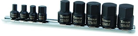 Titan 16141 Stubby Hex Bit Socket Set-9 Piece