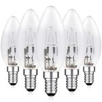 EASYIVY E14 Halogen Candle Light Bulbs 28W Dimmable, C35 SES Small Edison Screw Clear Bulb 2700K Warm White E14 Candle Bulb for Chandelier Light, Table Lamp, 5-Pack