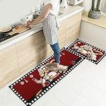 EGOBUY Chef Kitchen Rugs and Mats Washable Non-Skid Absorbent Microfiber Kitchen Mats for Floor Anti-Fatigue Kitchen Mat Set of 2 Chef Kitchen Decoration Stain Resistant 15.7''x23.6'' + 15.7''x47.2'