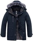 Wantdo Men's Big and Tall Winter Coat Long Thicken Warm Parka Water-Resistant Jacket Dark Blue 3XB