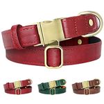 Beirui Soft & Breathable Leather Padded Dog Collar - Heavy Duty Leather Dog Collar with Durable Quick Release Buckle - Well Made Stylish Dog Collar Leather for Small Medium Large Dogs,Red,M