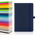 Notes London Eco A5 Notebook with Lined Pages, Pen Loop, Ribbon, Date Marks and Paper Pocket, Medium Hardback Journal, Note, sustainably sourced paper (Navy)